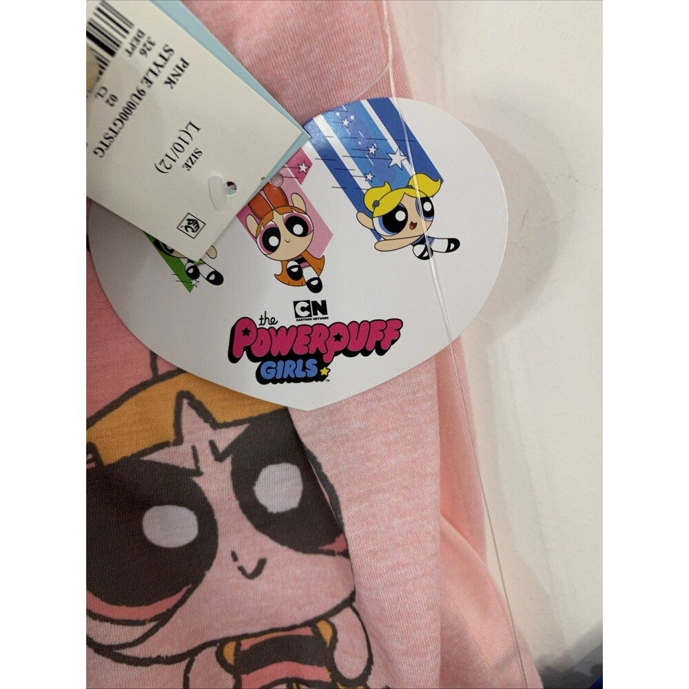 NWT Power Puff Girls Cartoon Neckwork Pjs Set Pink Large 10/12 Flame Resistant - Picture 4 of 5